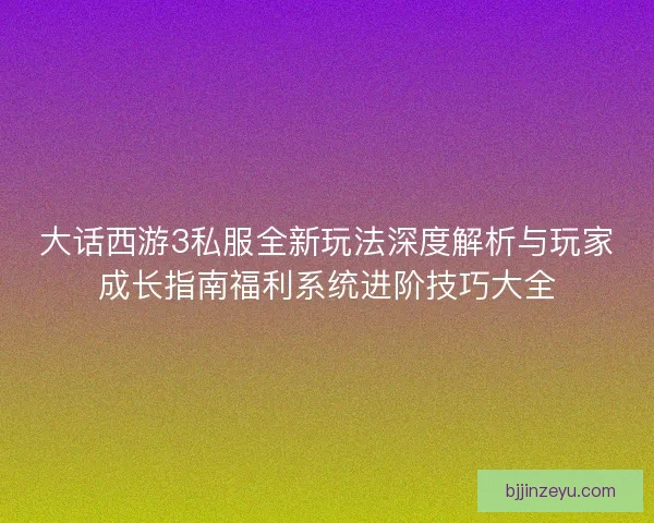 大话西游3私服全新玩法深度解析与玩家成长指南福利系统进阶技巧大全
